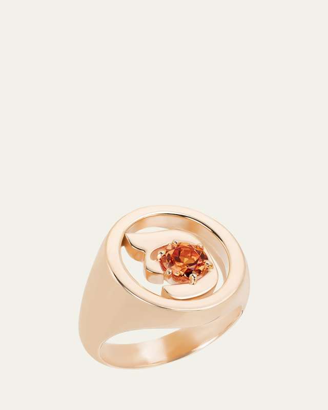 18K Gold Hebrew PEH Initial Signet Ring