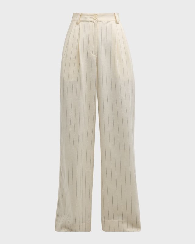 Alfie Pinstripe Wide-Leg Pants
