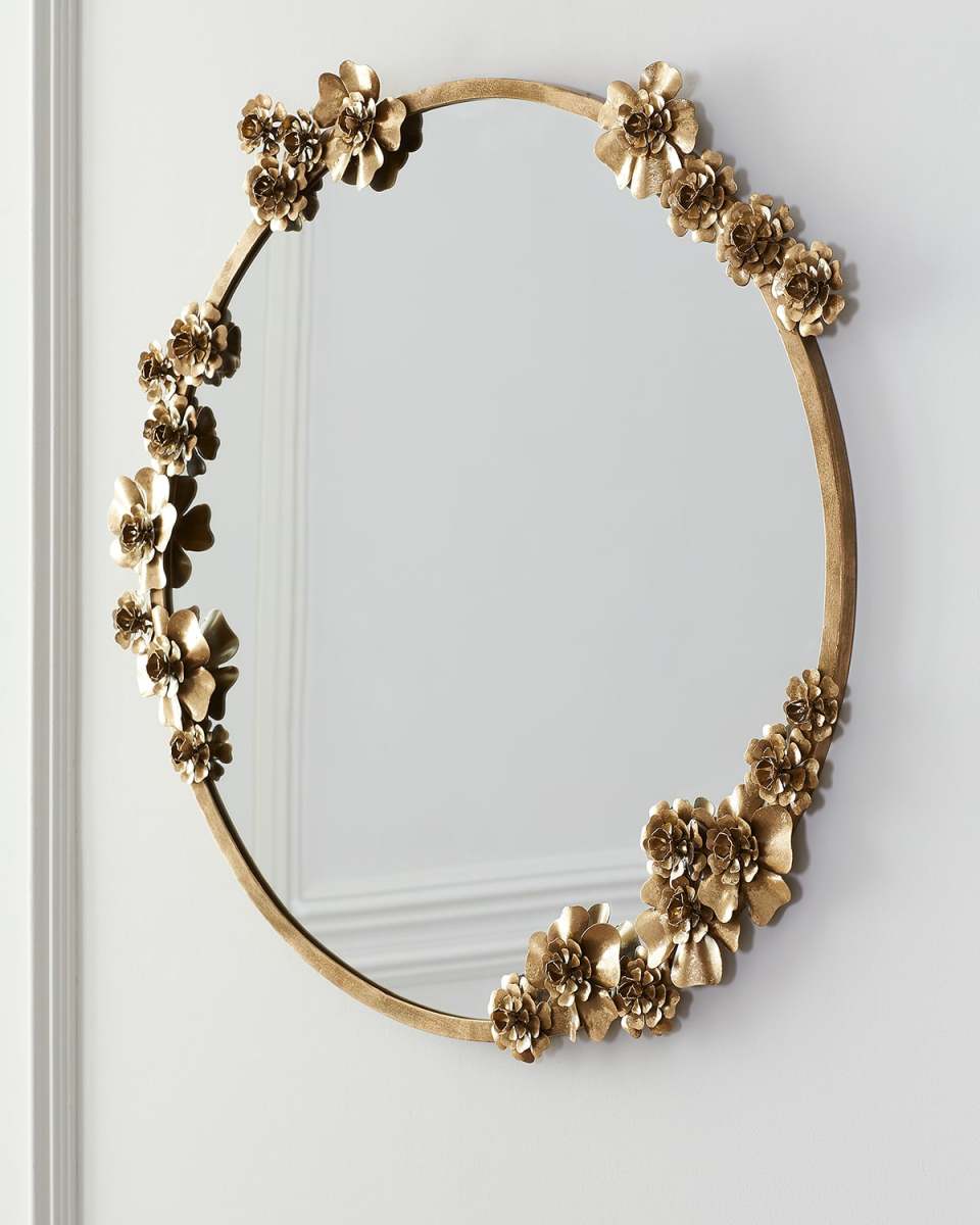 Round Floral Mirror