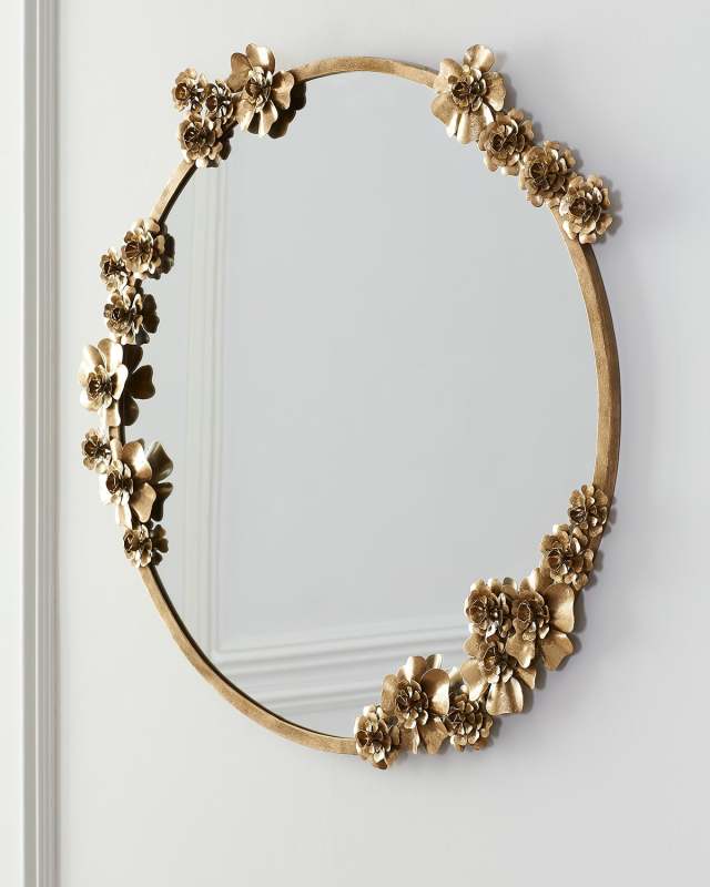 Round Floral Mirror