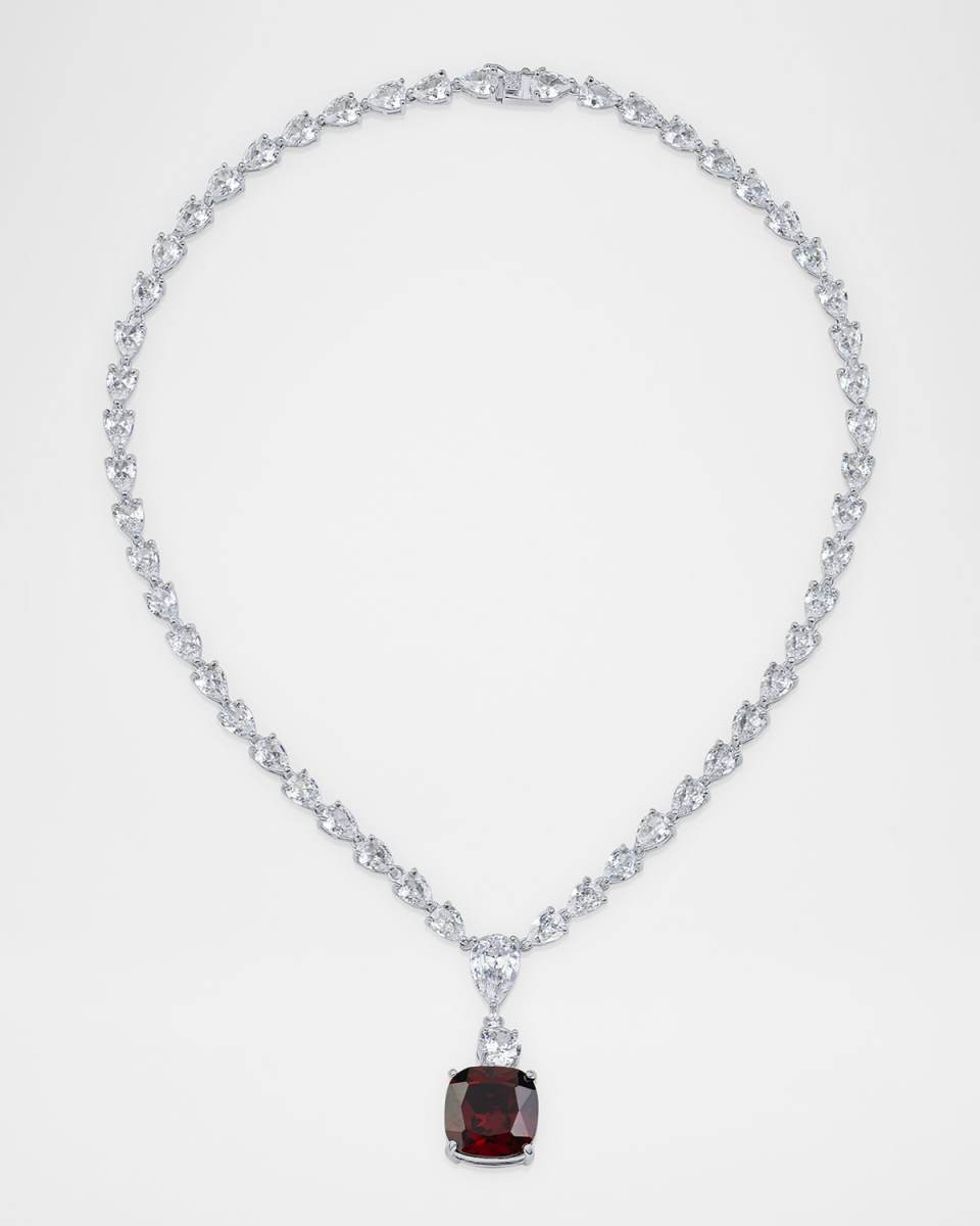 Pear and Cushion Cubic Zirconia Riviere Classic Necklace