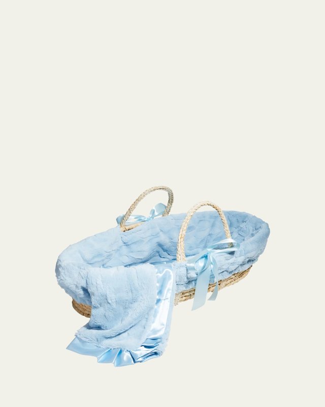 Blue Receiving Blanket And Basket Set