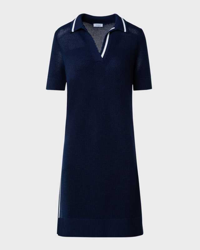 Short-Sleeve Signature Mesh Knit Polo Shirtdress