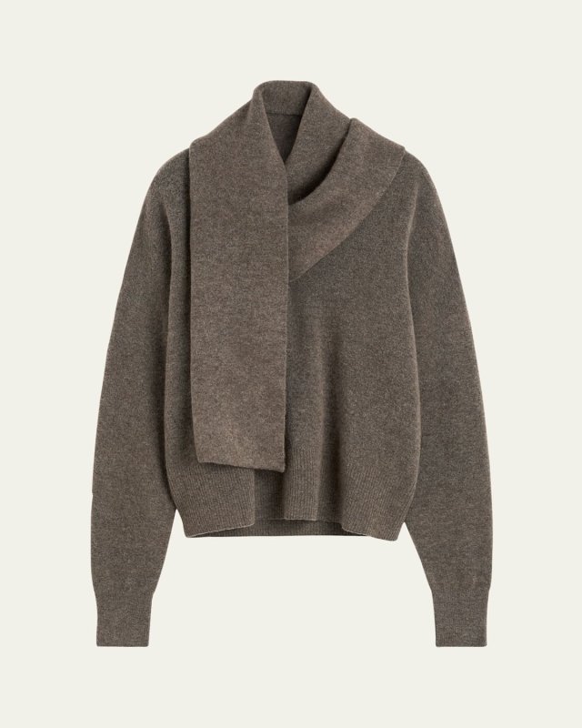 Draped Scarf Wool Sweater
