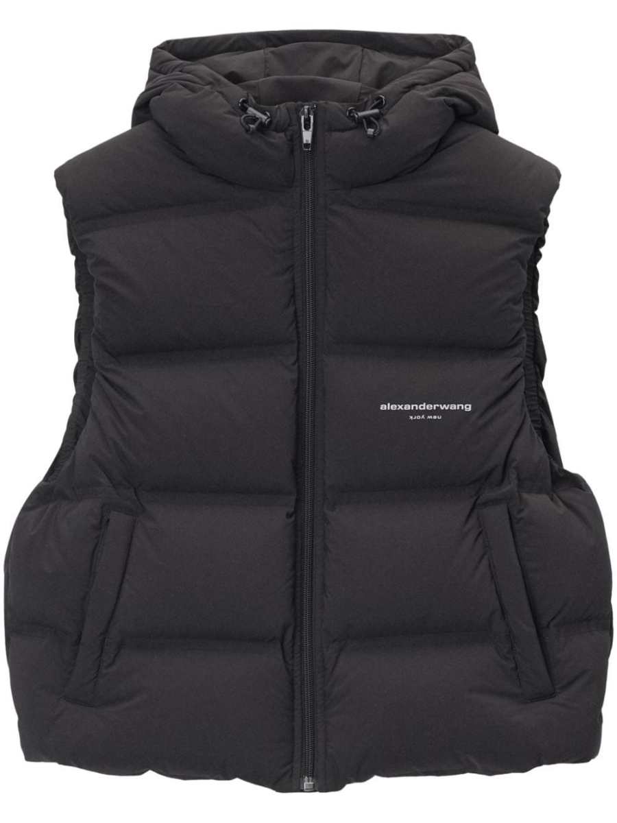 logo-jacquard padded gilet