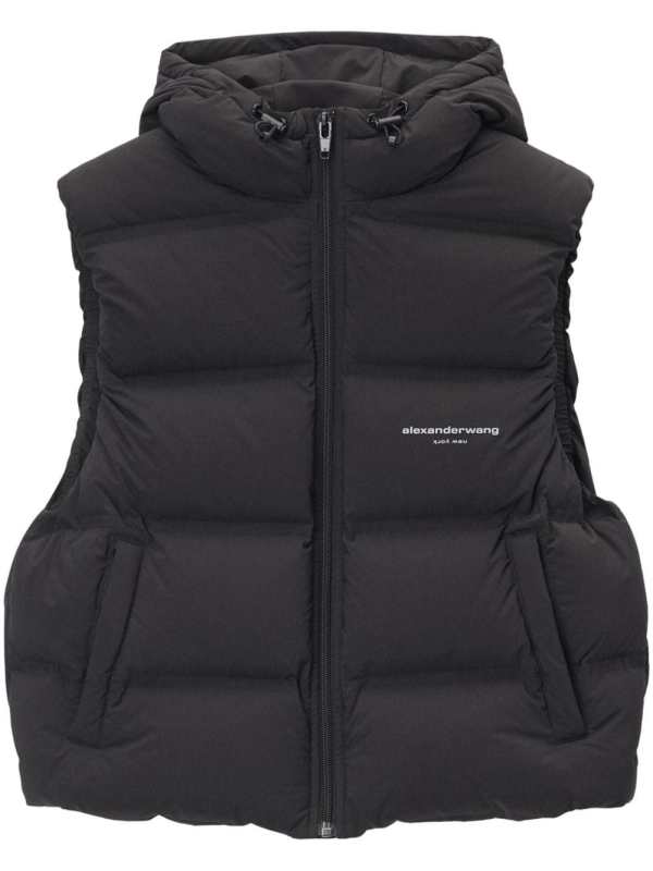 logo-jacquard padded gilet