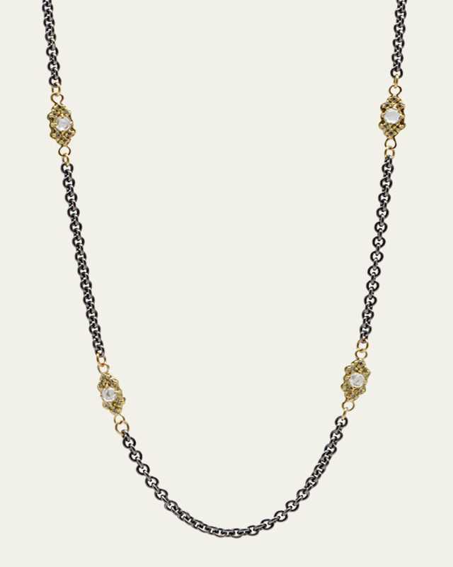 Old World Scroll Station Necklace, 18"L