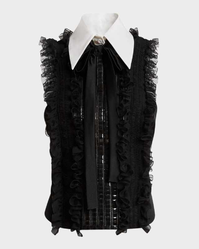 Embellished Collared Backless Top