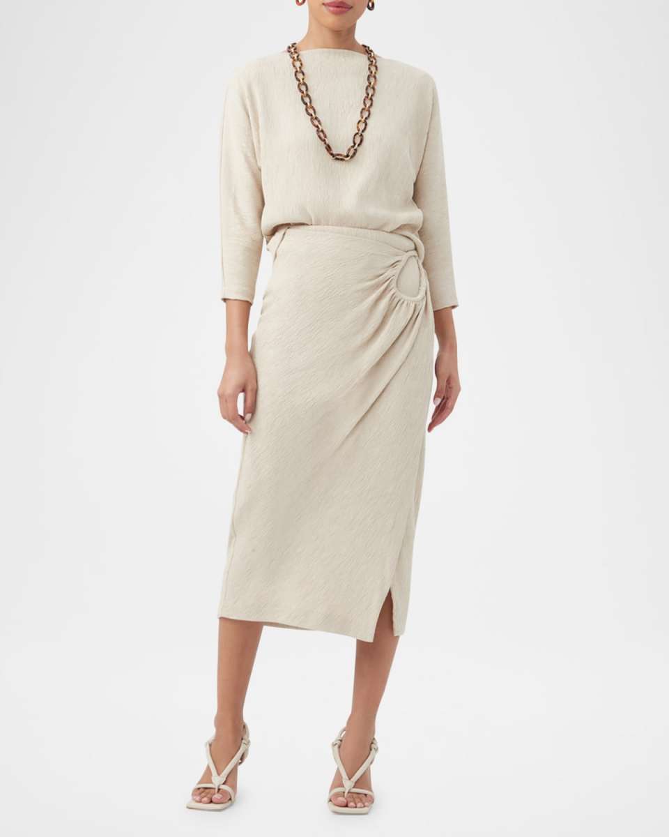 Imma Crinkled Bateau-Neck Top