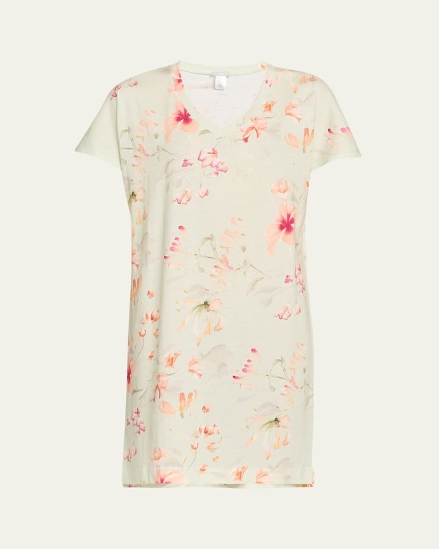 Short-Sleeve Abstract-Print Nightgown