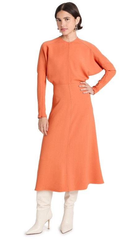 Victoria Beckham Dolman Midi Dress Papaya