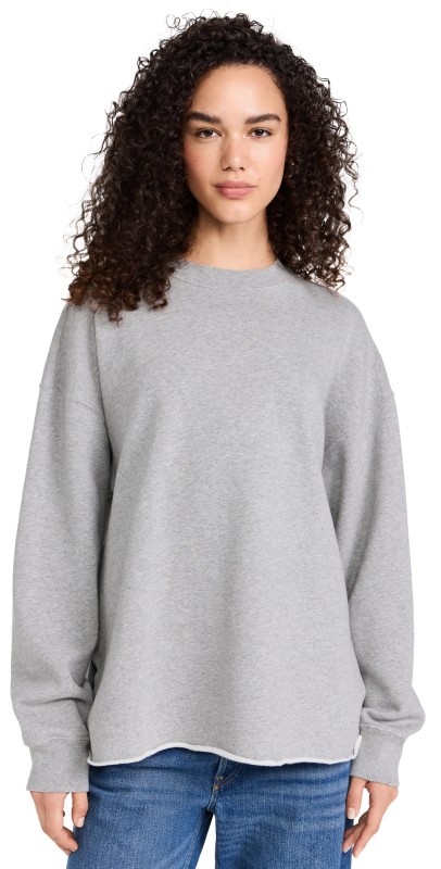 RE/DONE Oversized Raw Crewneck Heather Grey