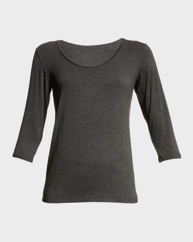 Soft Touch 3/4-Sleeve Scoop-Neck T