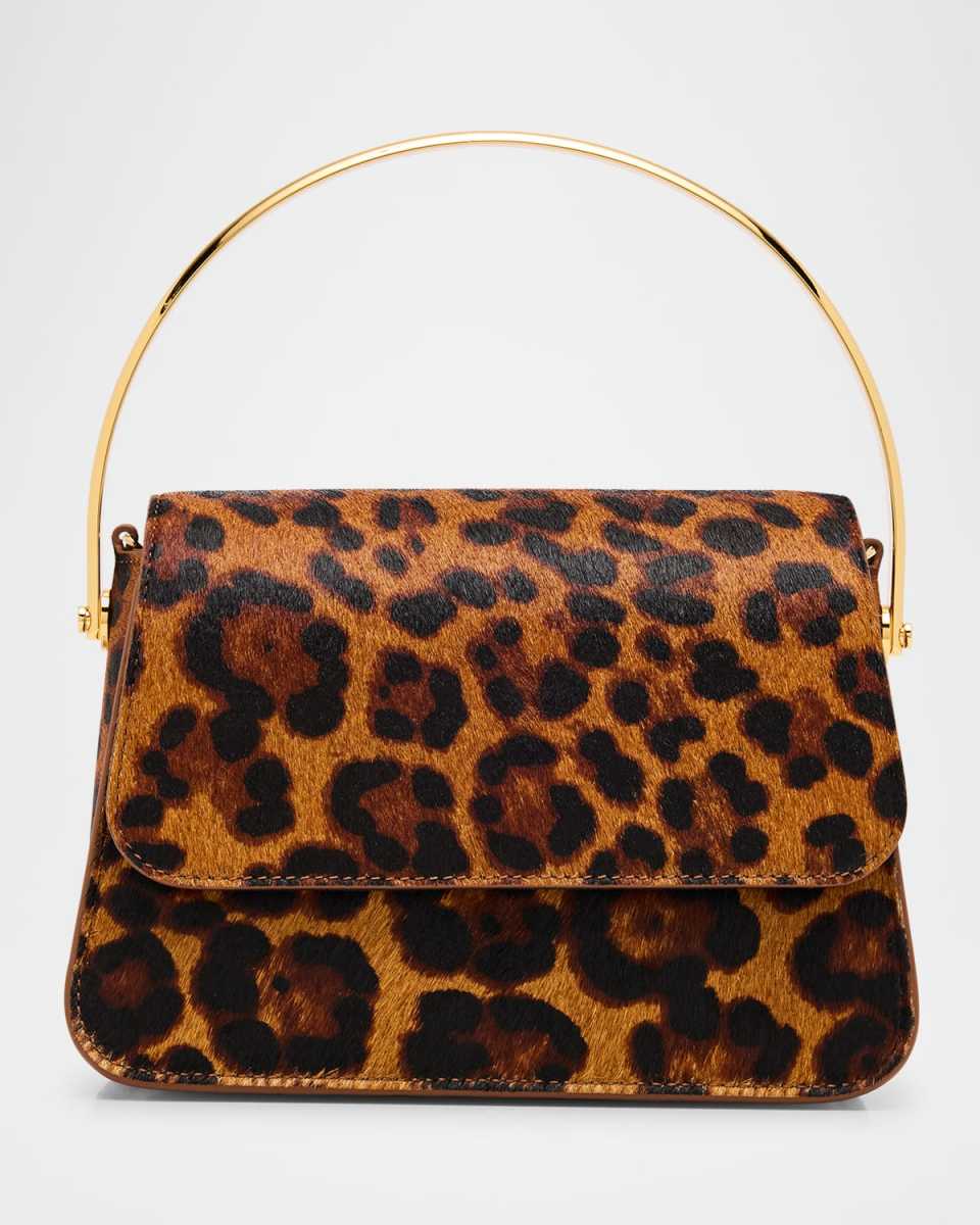 Aria Mini Leopard Calf Hair Top-Handle Bag