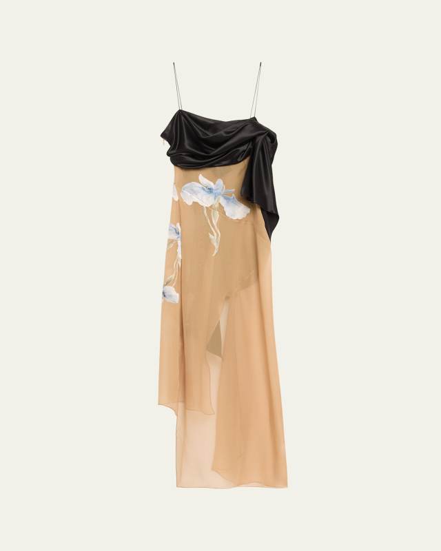 Devore Iris Rose Knot Hybrid High-Low Tank Dress