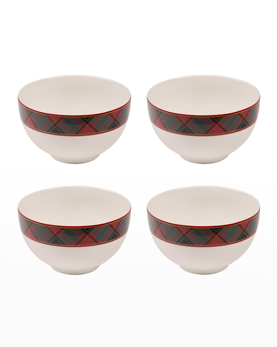 Christmas Tree Tartan Rice Bowl, Set of 4