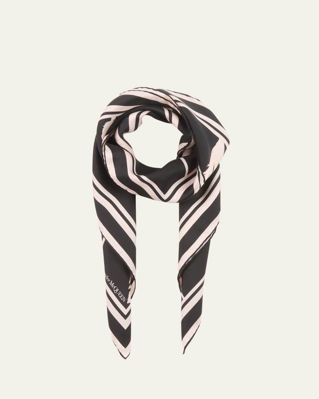 Feather Silk Twill Square Scarf