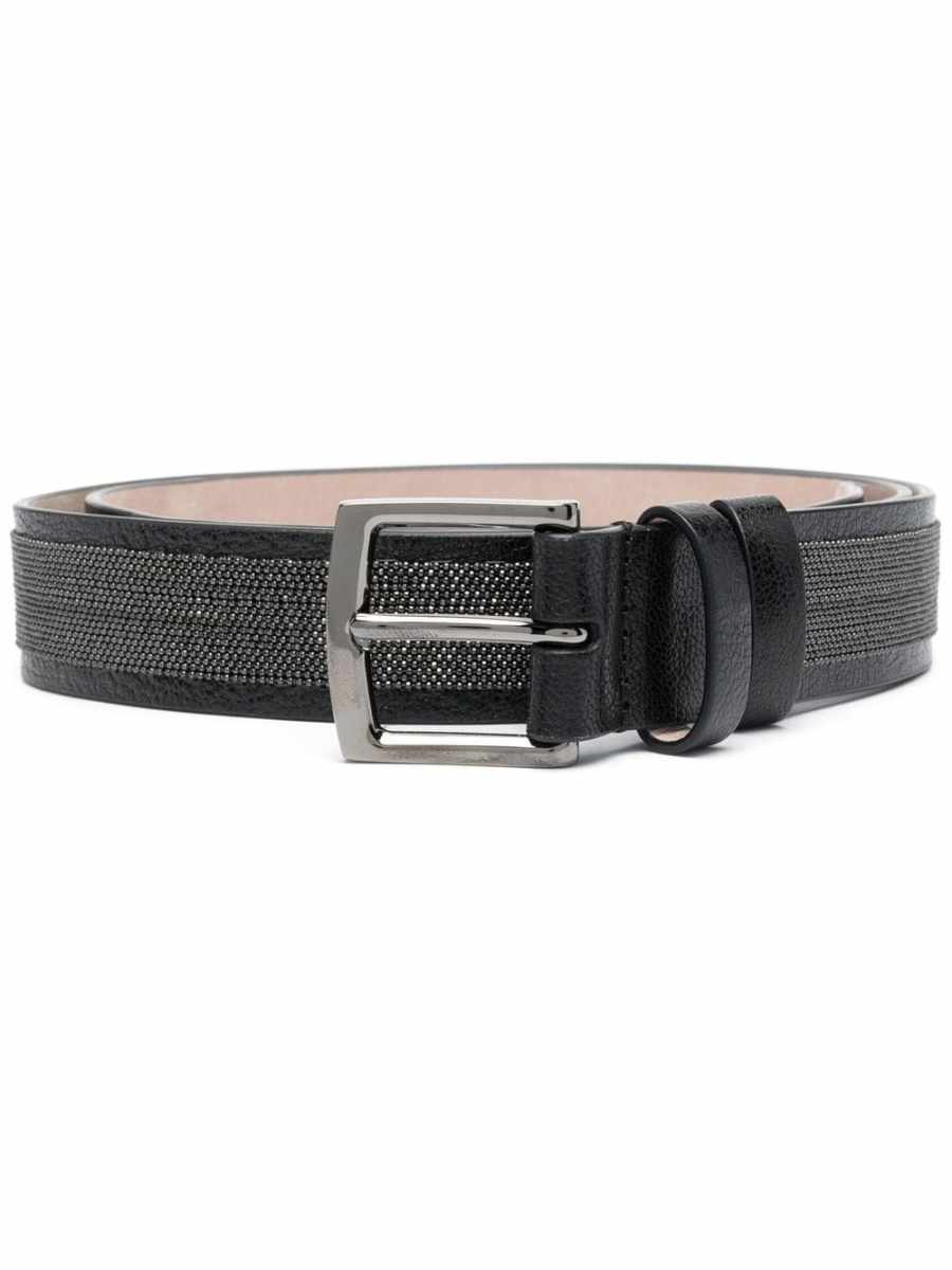 bead-embellished leather belt