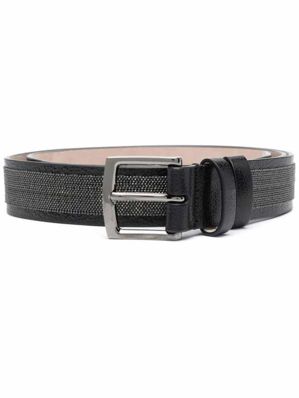 bead-embellished leather belt