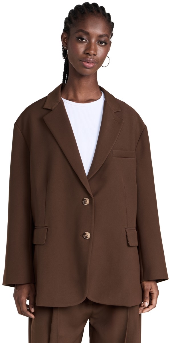RE ONA Joey Oversized Blazer Chocolate