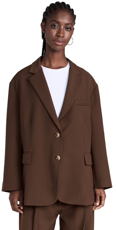RE ONA Joey Oversized Blazer Chocolate