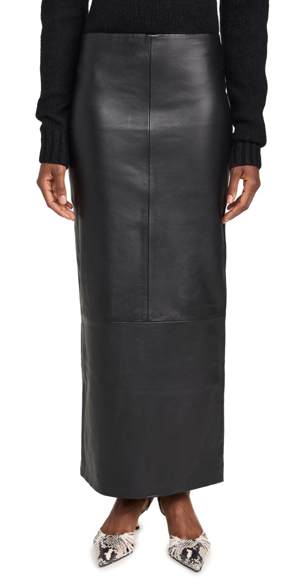 St. Agni Leather Column Skirt Black