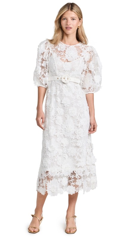 Zimmermann Halliday Lace Flower Dress Ivory