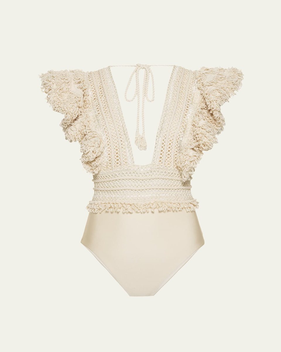 Woven Trim Plunge Bodysuit