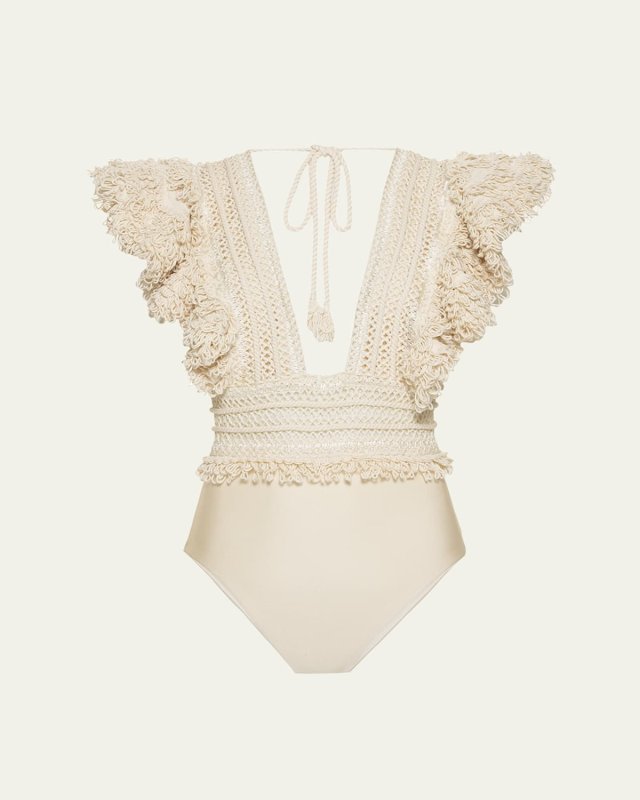 Woven Trim Plunge Bodysuit