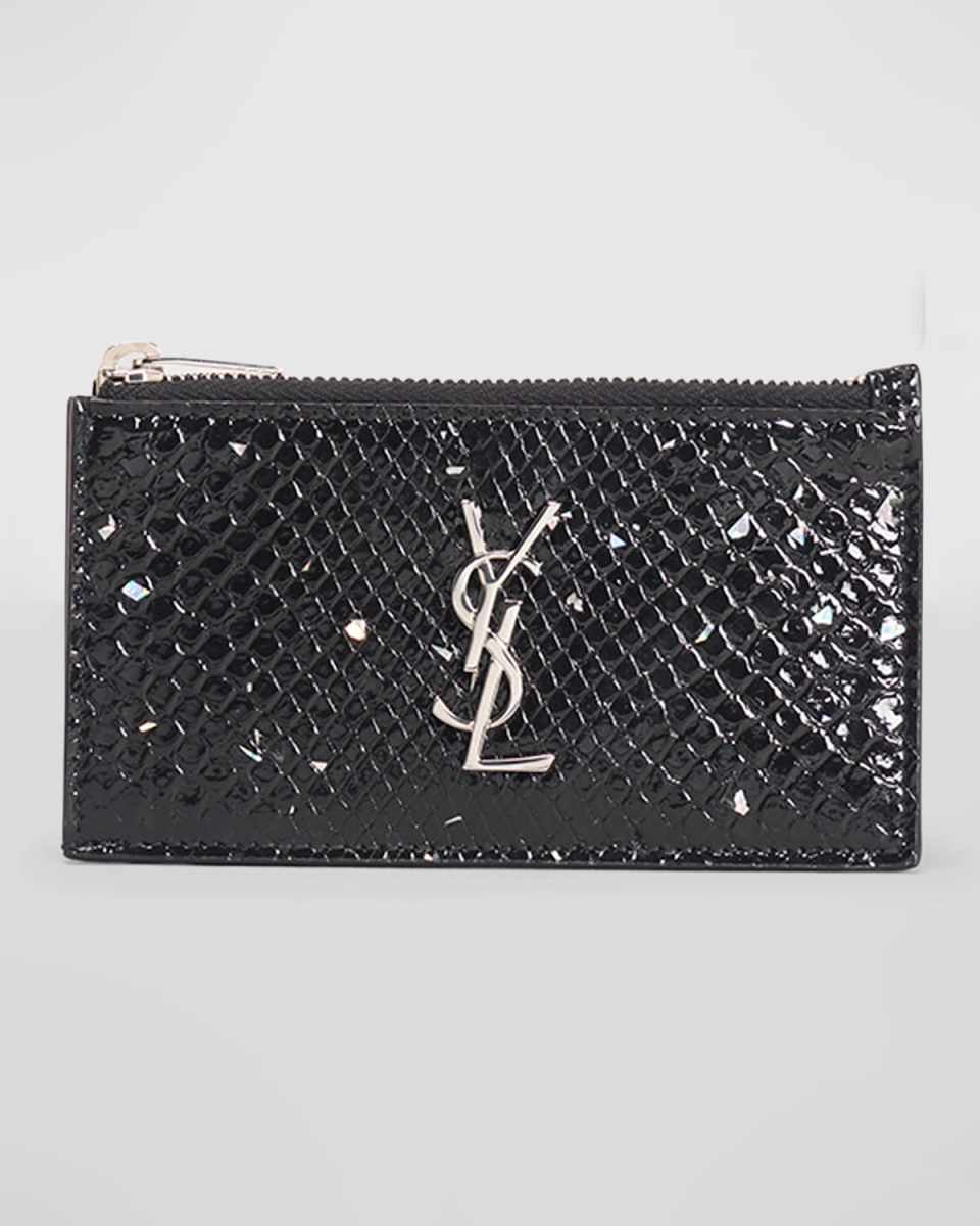 YSL Monogram Ziptop Card Case in Python