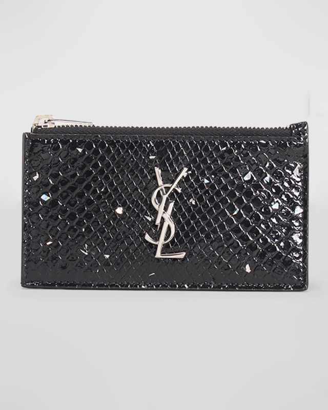 YSL Monogram Ziptop Card Case in Python