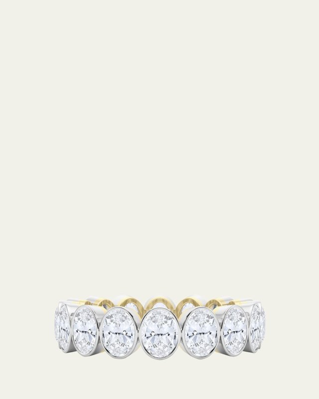18K Oval Cut Bezel Lab Grown Diamond Eternity Band, 7.5tcw
