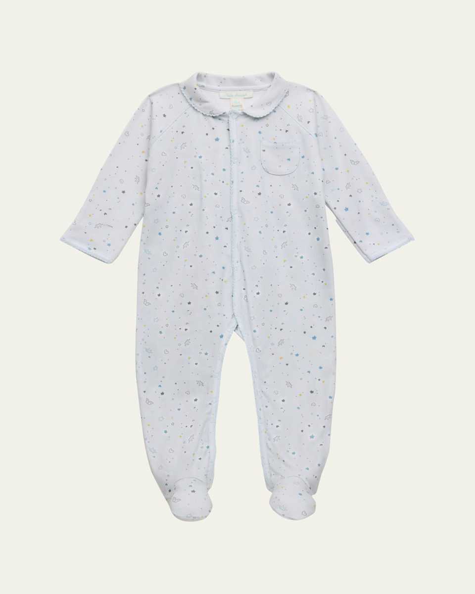 Kid's Crown & Star-Print Footie, Size Newborn-18M