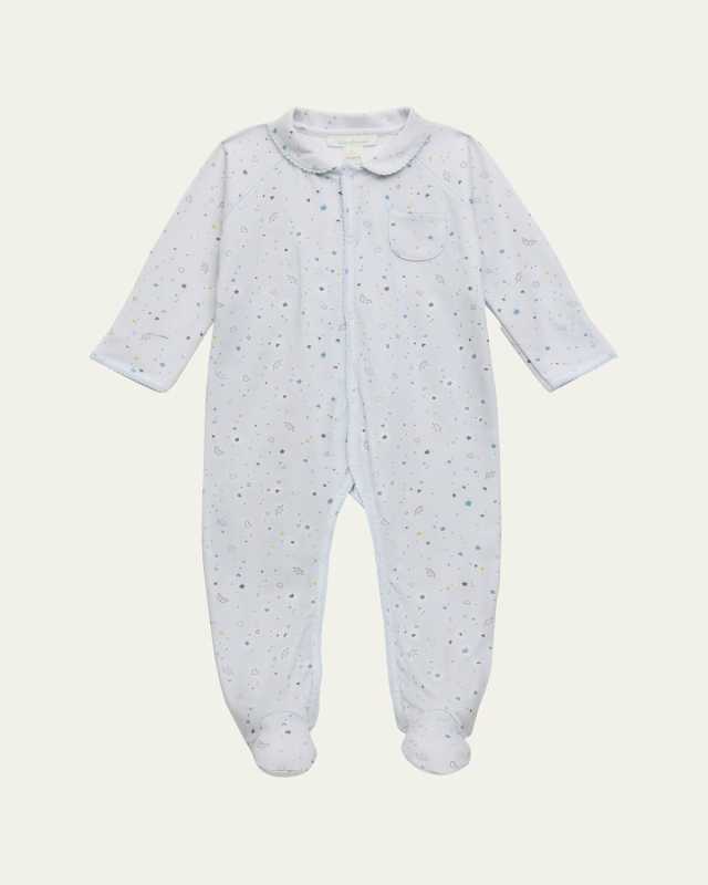 Kid's Crown & Star-Print Footie, Size Newborn-18M