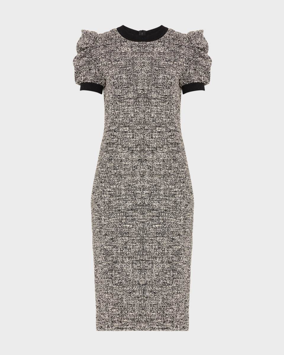 Ieti Jersey Sheath Dress with Ruched Sleeves