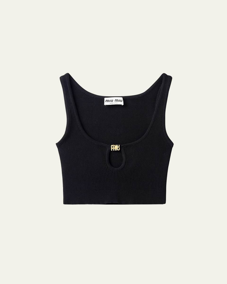 Ribbed Keyhole Cropped Tank Top