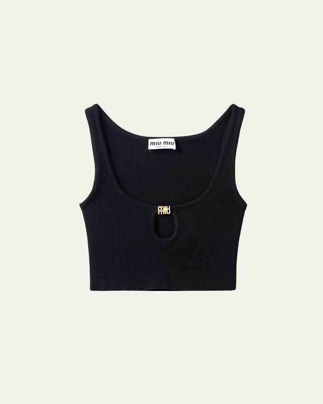 Ribbed Keyhole Cropped Tank Top