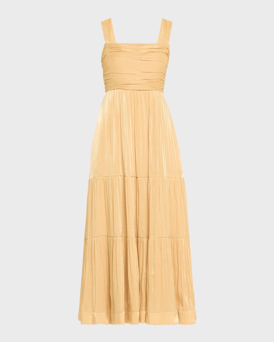 Maisie Tiered Metallic Shimmer Maxi Dress