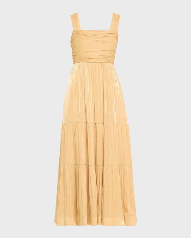 Maisie Tiered Metallic Shimmer Maxi Dress