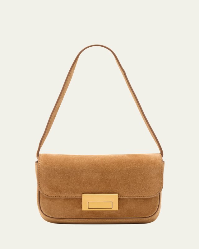 Stefania Flap Suede Shoulder Bag