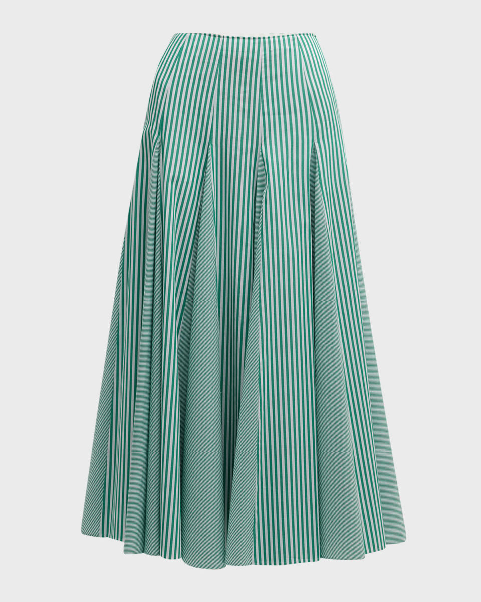 Bruna Striped Godet Midi Skirt