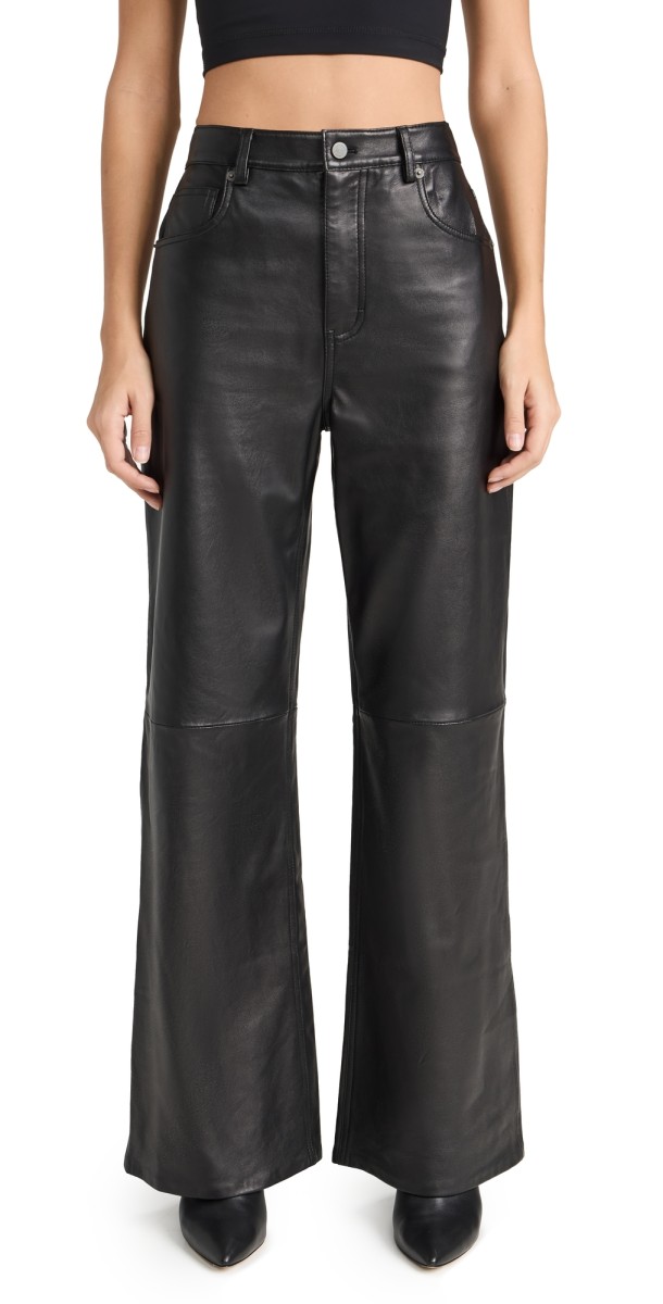 Reformation Veda Kennedy Wide Leg Leather Pants Black