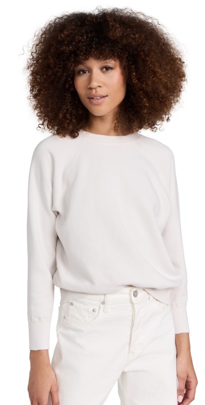 MADEWORN ROCK Shrunken Fleece Sweatshirt Vintage White