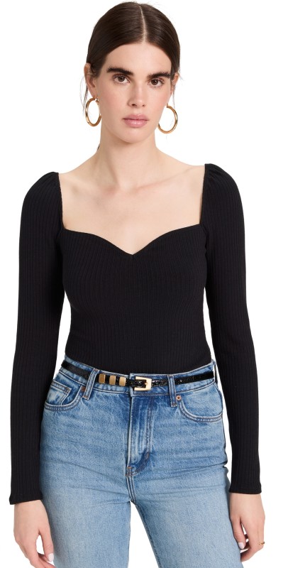 Reformation October Knit Top Black
