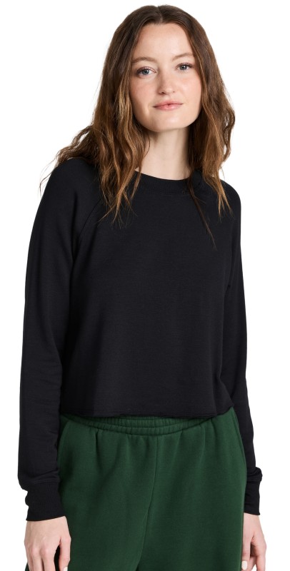 Splits59 Warm Up Crop Fleece Sweatshirt Black