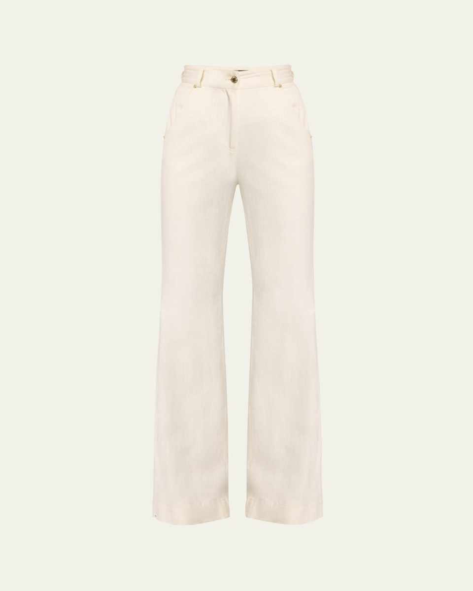 High-Rise Flared Denim Trousers