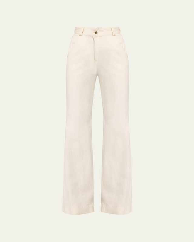 High-Rise Flared Denim Trousers