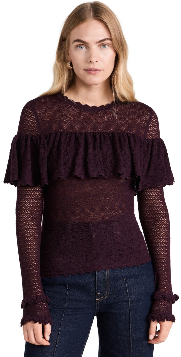 Ulla Johnson Augustina Pullover Mahogany