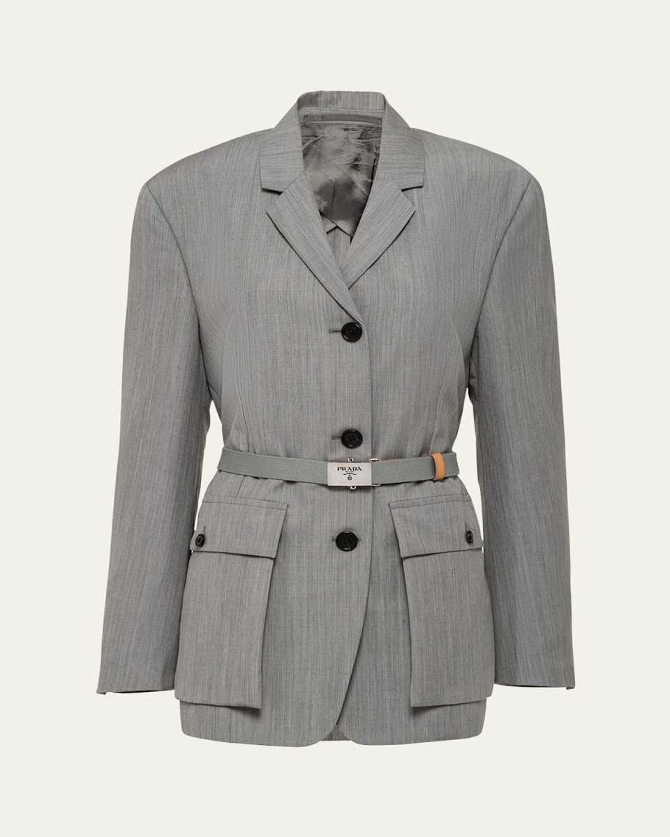 Kid Mohair Belted Blazer