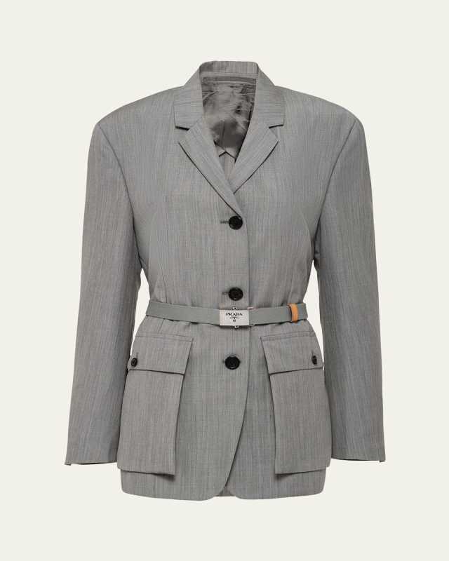 Kid Mohair Belted Blazer